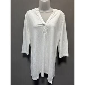 Peruvian Connection Womens Shirt L White Tunic Cotton Soft Capsule Casual